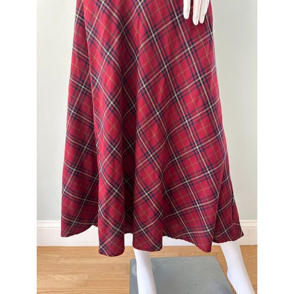 NWT 80s Vintage Red Plaid Midi Skirt Preppy Plus Size Style size 16 - Picture 5 of 5